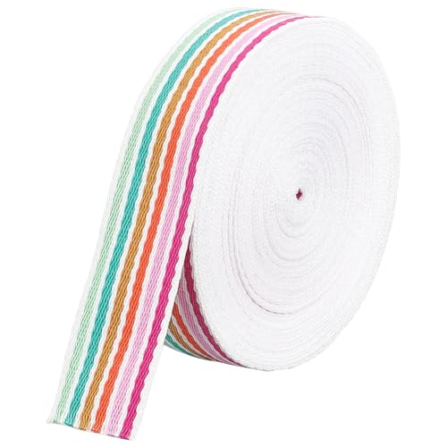 BENECREAT 10 Yards/ 9.14 m Regenbogen-Streifenband, 38 mm Breites Polycotton-Regenbogen-Umreifungsband Für Kunsthandwerk, Geschenkverpackung Und Dekoration Für Hochzeitsfeiern von BENECREAT