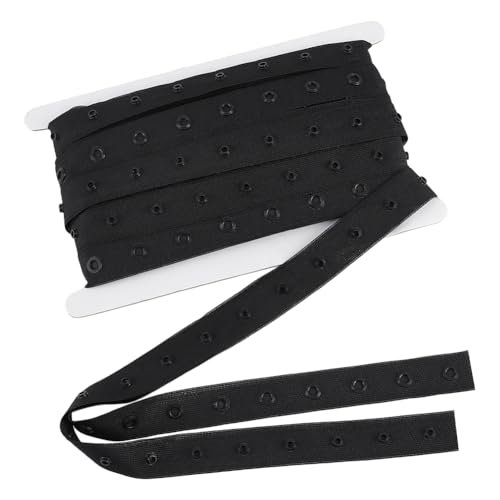BENECREAT 10 Yards/9.14m Druckknopfband Zum Nähen 22mm Schwarzes Kunststoff Knopfverschlussband Nähband Mit Druckknopf Für Westen Stärken Overall Kleidung Kunsthandwerk Knopfabstand: 25mm von BENECREAT