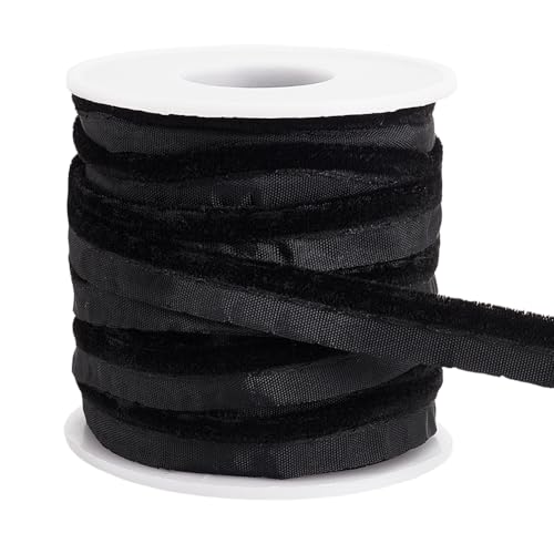 BENECREAT 10 Yards/9.14m Schwarzer Samt Piping Bias Tape, 11mm Breite Welt Cord Piping Trim Stoffkante mit Samt Lip Cord Trim für Nähen Kleidung Polsterung Trimmen von BENECREAT