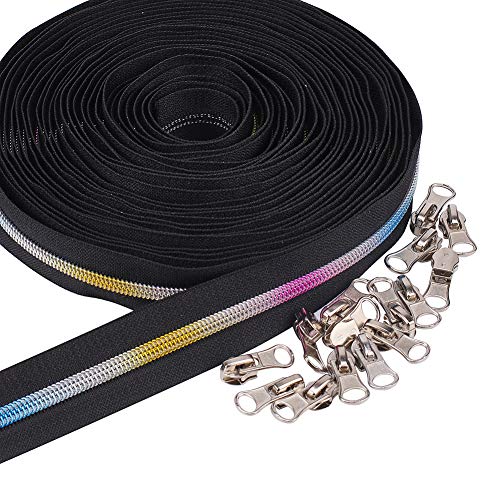 BENECREAT 10 Yards / 9 Meter # 5 Schwarze Nylon Reißverschlüsse mit Gradienten Reißverschlusszähnen, 30 teiliger Aluminium Reißverschluss Zugschieber für DIY Craft Sewing Tailor BENECREAT 10 Yards / 9 Meter # 5 Schwarze Nylon Reißverschlüsse mit Gradienten Reißverschlusszähnen, 30 teiliger Aluminium Reißverschluss Zugschieber für DIY Craft Sewing Tailor von BENECREAT