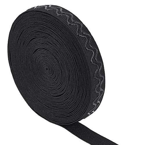 BENECREAT 10 Yards / 9.14 M Anti-Rutsch-Silikon-Griffband, 0.73" / 18.5 mm Schwarze Elastische Spule, Gestricktes Elastisches Silikon-Griffband Für Nähprojekte von BENECREAT