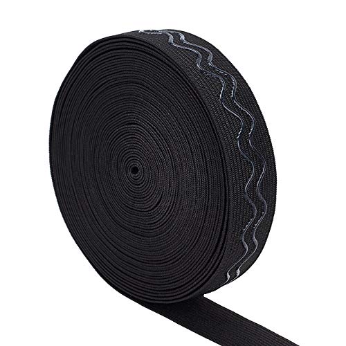 BENECREAT 10 Yards 25mm breites rutschfestes elastisches Silikon Greiferband Flaches Taillenband, das elastisches Band für das Kleidungsnähprojekt näht, schwarz von BENECREAT