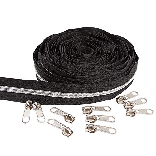 BENECREAT 10 Yards # 5 Nylon Reißverschlüsse mit geschlossenem Ende Schwarze Nylon Spiralreißverschlüsse mit silbernen Metallzähnen, 30pcs Reißverschluss Schieberegler zum Nähen Kunsthandwerk BENECREAT 10 Yards # 5 Nylon Reißverschlüsse mit geschlossenem Ende Schwarze Nylon Spiralreißverschlüsse mit silbernen Metallzähnen, 30pcs Reißverschluss Schieberegler zum Nähen Kunsthandwerk von BENECREAT