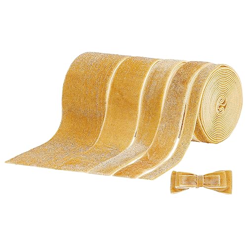 BENECREAT 10 Yards 5 Stile Gold Flaches Samtband, Doppelseitiges Samtband Für Hochzeitsdekorationen, Geschenk-Dekorationsband, Basteln, 10~38 mm von BENECREAT