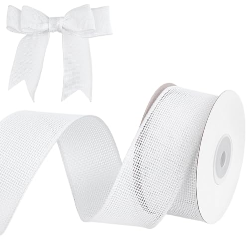 BENECREAT 10 m Weißes Juteband Mit Draht 4cm Breites Weißes Leinenband Mit Draht Rustikales Band Für Kränze Geschenkpapier Großes Bogenhandwerk Christbaumschmuck von BENECREAT