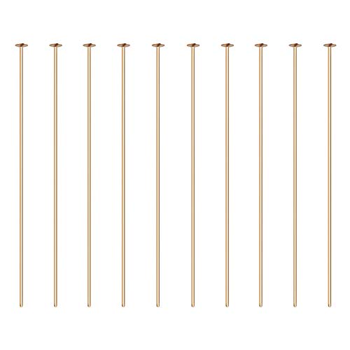BENECREAT 100 Stück 18 K Echtgold-vergoldete Flachkopfnadeln 21 Gauge Satinstifte für DIY Schmuckherstellung – 45 mm lang von BENECREAT