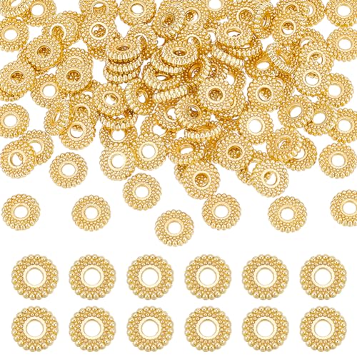 BENECREAT 100 Stück Echte 18K Vergoldete Zwischenperlen, 7.5x2mm Blumen-Metall-Abstandsperlen, Heishi Und Rondelle-Perlen Für Schmuckherstellung Und Bastelarbeiten, Bohrung: 2 mm BENECREAT 100 Stück Echte 18K Vergoldete Zwischenperlen, 7.5x2mm Blumen-Metall-Abstandsperlen, Heishi Und Rondelle-Perlen Für Schmuckherstellung Und Bastelarbeiten, Bohrung: 2 mm von BENECREAT
