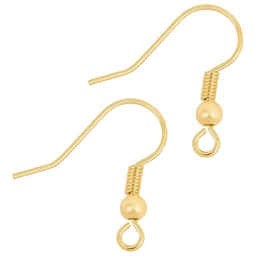 BENECREAT 100 teilige 18 Karat vergoldete französische Ohrringhaken mit baumelnden Ohrringfunden für die Herstellung von DIY Ohrringen, 18x18x0.7mm von BENECREAT