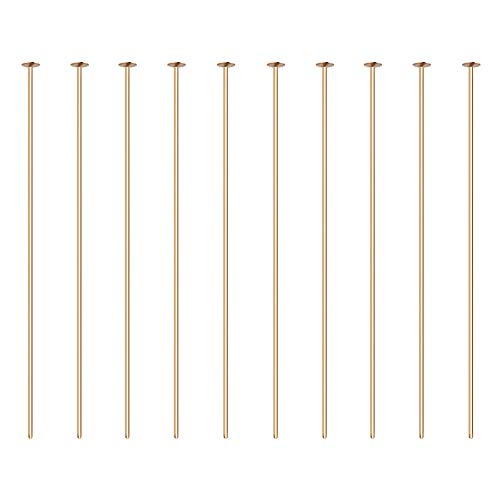 BENECREAT 100PCS 18K Real Gold plattiert Flache Kopfstifte, 45mm Standard Plain Headins für DIYJewelry Erkenntnisse Ohrringe Armbänder Halsketten Ketten - 0.7mm Dick von BENECREAT