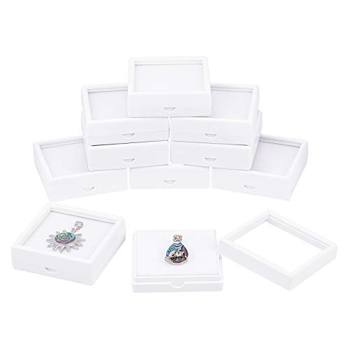 BENECREAT 10PCS White Edelstein Display Box 6x6x2cm Quadratischer Acryl Schmuckschatulle Behälter Mit Durchsichtigen Deckeln Und Schwamm Innen Für Edelsteine, Münzen, Schmuckverpackung von BENECREAT