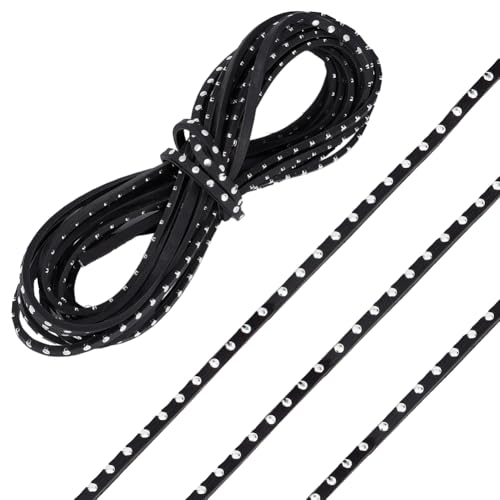 BENECREAT 10Pcs 5m/5.47 Yards Schwarzes flaches echtes Lederband, flaches Lederhandwerk Schuhmacherkordel, Welt Veg Tooling Lederband für Lederschuhe dekorativ von BENECREAT