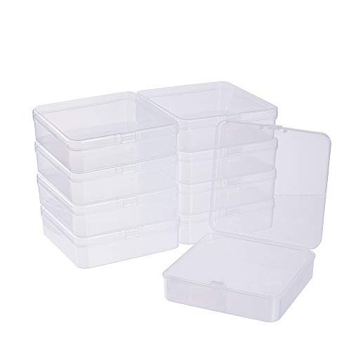 BENECREAT 10Pcs Square Clear Kunststoffperlen Aufbewahrungsbehälter Jewelry Organizer Box mit Flip-Up-Deckeln für Pillen, Kräuter, kleine Perlen, Jewerlry-9.5x9.5x3cm (3.74x3.74x1.18inch) von BENECREAT