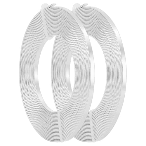 BENECREAT 10m (33FT) 3mm Breiter Silberner Aluminium Flachdraht Eloxiert Flacher Kunstdraht für Schmuckherstellung, 5m/Rolle von BENECREAT