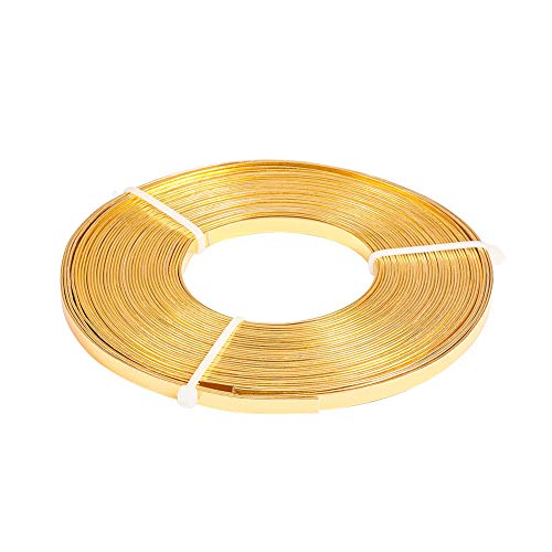 BENECREAT 10m (33FT) 5mm breiter goldfarbener Aluminium Flachdraht eloxiert flacher Kunstdraht für Schmuckherstellung, 10m/Rolle von BENECREAT