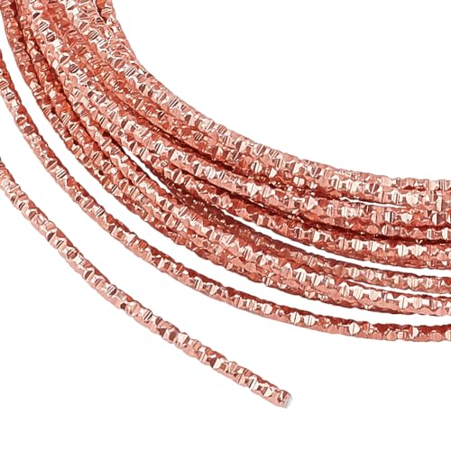 BENECREAT 10m 12Gauge/2mm Roségold Strukturierter Aluminiumdraht, Runder Aluminium-Basteldraht Mit Diamantschliff Zur Herstellung von Ornamenten Und Anderen Schmuckarbeiten von BENECREAT