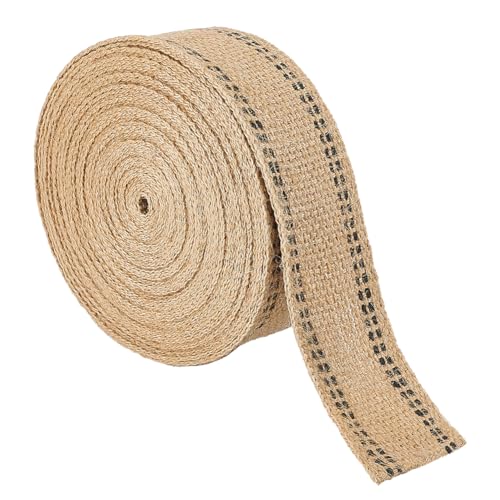 BENECREAT 11 Yards/10m Jute-Gurtbandrolle, Natürliches Jute-Sackleinen-Gurtband Mit Schwarzer Linie, 50 mm Breites Polstergewebe Aus Jute Zum Heimdekoration, Geschenkverpackung, Bräune BENECREAT 11 Yards/10m Jute-Gurtbandrolle, Natürliches Jute-Sackleinen-Gurtband Mit Schwarzer Linie, 50 mm Breites Polstergewebe Aus Jute Zum Heimdekoration, Geschenkverpackung, Bräune von BENECREAT