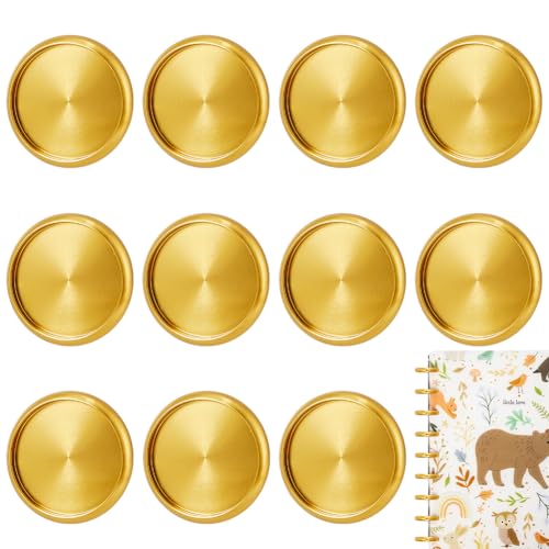 BENECREAT 11Pcs Aluminiumlegierung Binding Discs, 2.75cm flache runde Discbound Metall Expansion Disc Binder Ringe für Discbound Notebook Artwork, Golden, 5mm dick von BENECREAT