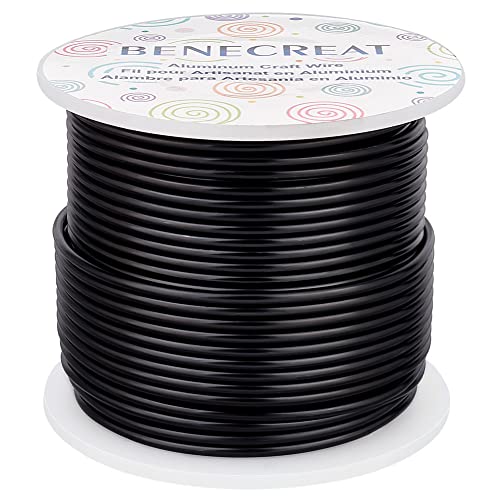 BENECREAT 12 Gauge (2mm) Aluminiumdraht 100FT (30m) Anodized Jewelry Craft Making Perlen Floral Colored Aluminium Craft Wire - Schwarz von BENECREAT