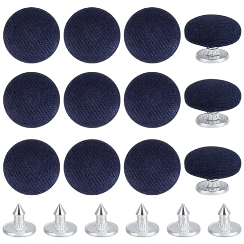 BENECREAT 12 Stück 14 mm Baseballkappenknopf, Ersatzknopf für Mützen, marineblau mit Stoff überzogener Hutknopf für Hutersatz, Reparatur, Jeans, Bluse, Nähen von BENECREAT