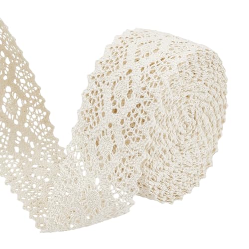 BENECREAT 12 Yards Beige Spitzenband, 5,4 cm breit, gehäkelte Baumwollspitze für Handwerk, Geschenkverpackung, Hochzeitsdekoration, Scrapbooking BENECREAT 12 Yards Beige Spitzenband, 5,4 cm breit, gehäkelte Baumwollspitze für Handwerk, Geschenkverpackung, Hochzeitsdekoration, Scrapbooking von BENECREAT
