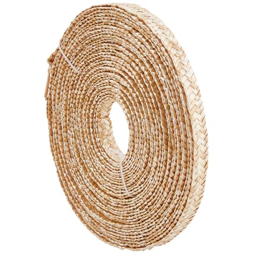 BENECREAT 12 m Weizenstrohband Zur Hutherstellung 19mm Breites Bastelband Aus Jute Stroh Für Die Hutherstellung DIY Bastelzubehör Blanchierte Mandelfarbe von BENECREAT