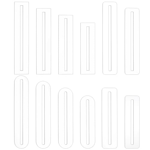 BENECREAT 12-teilige 3-Stile-Vorlage für Acryl-Reißverschluss-Overlays, 15/18/20/23 cm Reißverschluss-Messvorlage, Platzierungswerkzeug für Reißverschlusstaschen zum Nähen von BENECREAT