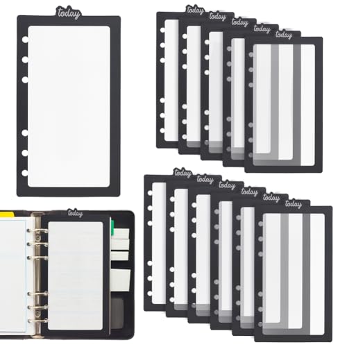 BENECREAT 12 x obere Index-Trennblätter, Ordner-Index-Tabs, Discbound Trennblätter für runde Ringbücher, Notizbuch, Tagebuch, Zeitschriften, Planer, Loch: 6 mm (schwarz) von BENECREAT