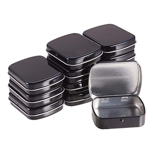 BENECREAT 12er Pack Black Rectangle Leere Klappdosen Box Metall Klappdosen Container für Schmuck, Süßigkeiten, Perlen, Münzen, Medizin, Nähen Home Organizer von BENECREAT