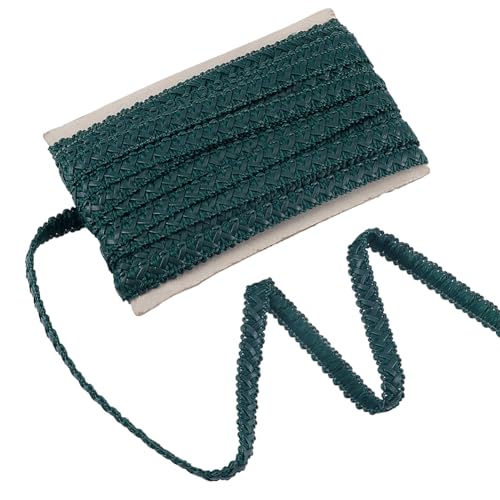 BENECREAT 13,72 m grünes Kunstleder-Zopfband, 13,5mm breites flaches Zopfband Spitzenband für Heimdekoration, DIY, Nähen, Basteln von BENECREAT