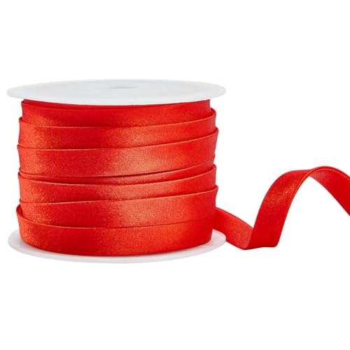 BENECREAT 13.5 Yard/12.5 m Satin-Schrägband, (10 mm) Doppelt Gefaltetes Satin-Schrägband Für Cheongsam-Dekoration, Kleidungsnähte Paspeln, Rot von BENECREAT