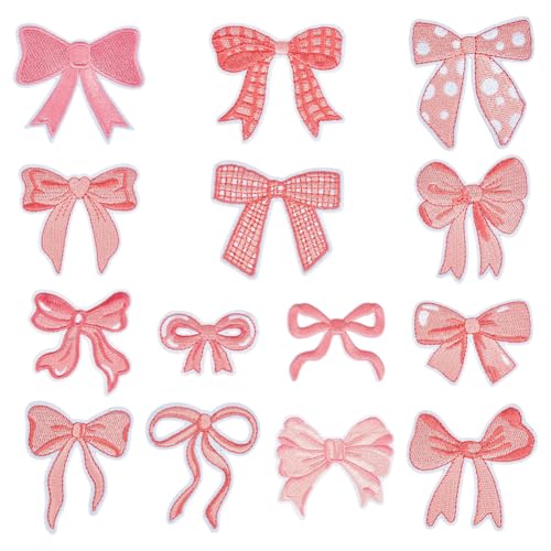 BENECREAT 14 Stück Stickerei Aufnäher Mit Schleife 14 Stile. Rosa Aufnäher/Aufbügler Für Das Hochzeitskleid Der Braut Reparieren Und Dekorieren von BENECREAT