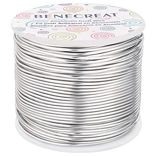 BENECREAT 15 Gauge (1,5 mm) Aluminiumdraht, 68 m (220FT), Eloxierter Schmuck Basteldraht - Silber von BENECREAT