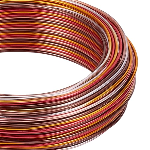 BENECREAT 15 Gauge 41.6m mehrfarbiger Schmuck-Basteldraht, Farbverlauf-Aluminiumdraht, biegsamer Metalldraht mit Aufbewahrungsbox für Schmuckperlen-Bastelprojekte, Rot, Orange, Schwarz, Silber von BENECREAT
