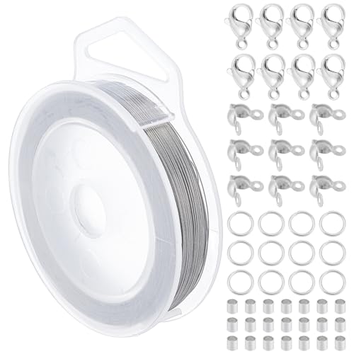 BENECREAT 150 m 0.25mm 7 Strängig 304 Edelstahl Perlendraht, Tigerschwanzdraht Mit 200pcs Quetschperlen 100pcs Perlenspitzen 20pcs Karabinerverschluss Und 200pcs Biegeringe Für Schmuckherstellung BENECREAT 150 m 0.25mm 7 Strängig 304 Edelstahl Perlendraht, Tigerschwanzdraht Mit 200pcs Quetschperlen 100pcs Perlenspitzen 20pcs Karabinerverschluss Und 200pcs Biegeringe Für Schmuckherstellung von BENECREAT