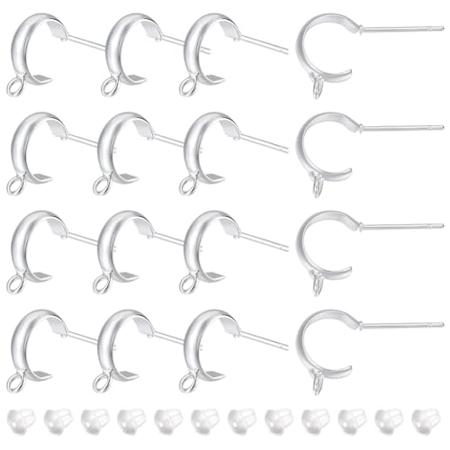 BENECREAT 16 Stück versilberte Ohrstecker-Fundstücke, Messing-Ohrringe mit vertikalen Schlaufen, 40 Stück Kunststoff-Ohrmuttern für Ohrring-Schmuckherstellung BENECREAT 16 Stück versilberte Ohrstecker-Fundstücke, Messing-Ohrringe mit vertikalen Schlaufen, 40 Stück Kunststoff-Ohrmuttern für Ohrring-Schmuckherstellung von BENECREAT