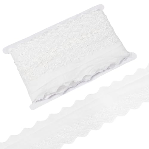 BENECREAT 16 Yards/14.6m Weißes Baumwollspitzenband, 65mm Spitze zum Nähen, Stickerei, florale Spitze für Handwerk, Hochzeit, Brautdekoration, Heimdekoration, Verpackung BENECREAT 16 Yards/14.6m Weißes Baumwollspitzenband, 65mm Spitze zum Nähen, Stickerei, florale Spitze für Handwerk, Hochzeit, Brautdekoration, Heimdekoration, Verpackung von BENECREAT