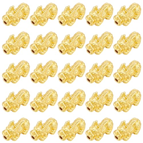 BENECREAT 18 Stück 24 Karat Vergoldete Pixiu-Abstandsperle, 3D-Metallperle Aus Chinesischer Fengshui-Glückslegierung Für Halsketten, Armbänder, Schlüsselketten, 15x7x7 mm BENECREAT 18 Stück 24 Karat Vergoldete Pixiu-Abstandsperle, 3D-Metallperle Aus Chinesischer Fengshui-Glückslegierung Für Halsketten, Armbänder, Schlüsselketten, 15x7x7 mm von BENECREAT