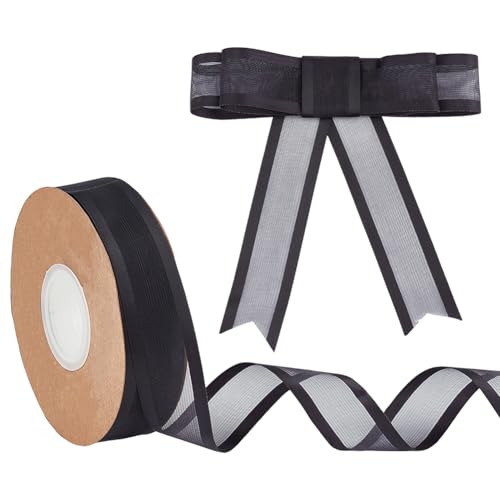 BENECREAT 18.3 m Schwarzes Band Mit Drahtkante 25mm Transparentes Satinband Zum Verpacken von Geschenken Hochzeit Geburtstagsfeier Dekoration Bastelbogen Blumenverpackung BENECREAT 18.3 m Schwarzes Band Mit Drahtkante 25mm Transparentes Satinband Zum Verpacken von Geschenken Hochzeit Geburtstagsfeier Dekoration Bastelbogen Blumenverpackung von BENECREAT