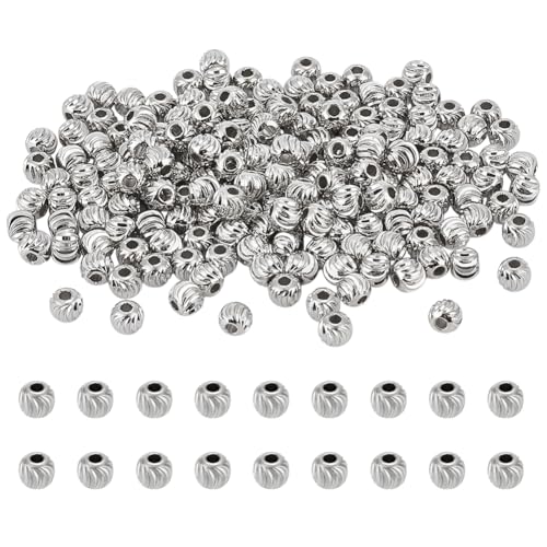BENECREAT 180 Stück platinierte Messing-Abstandsperlen, gewellte runde lose Perlen, 6x5mm runde Metallperlen für Armbänder, Halsketten, Schmuckherstellung, Loch: 2 mm BENECREAT 180 Stück platinierte Messing-Abstandsperlen, gewellte runde lose Perlen, 6x5mm runde Metallperlen für Armbänder, Halsketten, Schmuckherstellung, Loch: 2 mm von BENECREAT