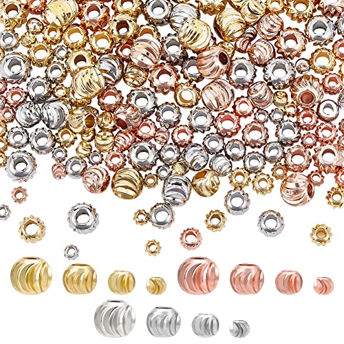 BENECREAT 192 Stück echte 18 Karat vergoldete Abstandshalterperlen, Gold, Rotgold, Silber, runde Metallperlen für Halsketten, Armbänder und Schmuckherstellung, 16 Stück/Stil BENECREAT 192 Stück echte 18 Karat vergoldete Abstandshalterperlen, Gold, Rotgold, Silber, runde Metallperlen für Halsketten, Armbänder und Schmuckherstellung, 16 Stück/Stil von BENECREAT