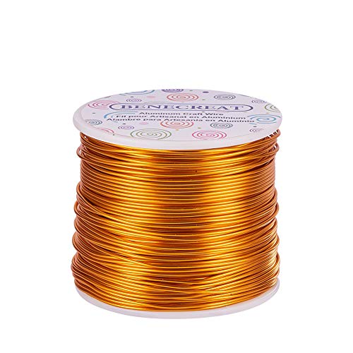 BENECREAT 1mm Aluminiumdraht 150m Lang(492 Füße) Eloxiert Schmuck Handwerk machen Friesen Floral farbigen Aluminium Craft Draht - Gold von BENECREAT