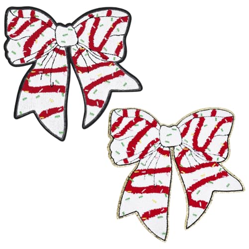 BENECREAT 2 Farben Weihnachtsschleife Gestickte Applikation Aufnäher Zum Aufbügeln Aus Polyesterfaden Für Kleidung Rucksäcke Jacken DIY Dekoration 280x255 von BENECREAT