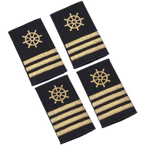 BENECREAT 2 Paar 2 Stile Professionelle Pilotenuniform Epauletten Ruder Epauletten Mit Drei Und Vier Goldenen Streifen Kapitän/Seemann Schulterklappen Für Piloten Insignien Schieber Cosplay Kostüm BENECREAT 2 Paar 2 Stile Professionelle Pilotenuniform Epauletten Ruder Epauletten Mit Drei Und Vier Goldenen Streifen Kapitän/Seemann Schulterklappen Für Piloten Insignien Schieber Cosplay Kostüm von BENECREAT