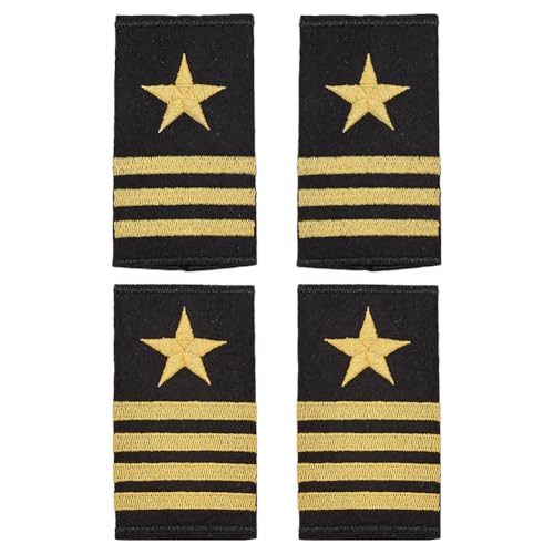 BENECREAT 2 Paar 2 Stile Professionelle Uniform Epauletten Epauletten Für Militäroffiziere Mit Drei Und Vier Goldenen Streifen Schulterklappen Für Uniformabzeichen Schieber Cosplay Kostüm BENECREAT 2 Paar 2 Stile Professionelle Uniform Epauletten Epauletten Für Militäroffiziere Mit Drei Und Vier Goldenen Streifen Schulterklappen Für Uniformabzeichen Schieber Cosplay Kostüm von BENECREAT