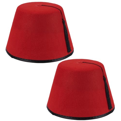 BENECREAT 2 Packung Roter Türkischer Fez Hut Filz Und Polyestermaterial Mit Schwarzer Quaste Traditioneller Marokkanischer Hut Für Themenpartys Kostüme Kulturelle Veranstaltungen BENECREAT 2 Packung Roter Türkischer Fez Hut Filz Und Polyestermaterial Mit Schwarzer Quaste Traditioneller Marokkanischer Hut Für Themenpartys Kostüme Kulturelle Veranstaltungen von BENECREAT