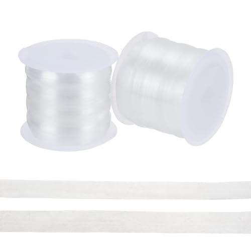 BENECREAT 2 Rolle 20 m Transparentes Stretchband， Transparenter Elastischer Riemen Unsichtbare BH-String-Träger Für Unterwäsche, Badebekleidung, Sportbekleidung, Masken, Nähen, 8/10mm Breit von BENECREAT