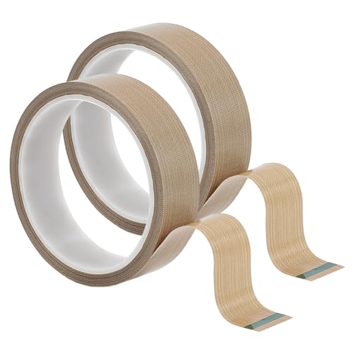 BENECREAT 2 Rolle 25 mm X 10 m PTFE-Klebeband, PTFE-Beschichtetes Gewebeband, Hochtemperatur-PTFE-Band Für Vakuumiergeräte, Holz, Möbel, 0.18 mm Dick von BENECREAT