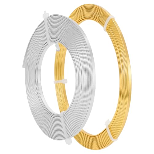 BENECREAT 2 Rollen 10 m Gold Silber Flacher Schmuck Draht Aluminiumdraht 3mm breit für Lünette Schmuckherstellung, Bildhauerei, Armatur Handwerk BENECREAT 2 Rollen 10 m Gold Silber Flacher Schmuck Draht Aluminiumdraht 3mm breit für Lünette Schmuckherstellung, Bildhauerei, Armatur Handwerk von BENECREAT