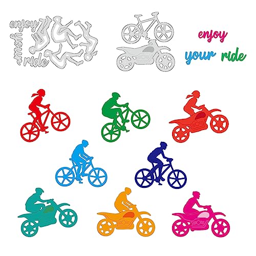 BENECREAT 2 Stil-REIT-Thema-Stanzformen Aus Karbonstahl, Fahrrad-Motorrad-Prägeschablonen-Vorlage Für Die Herstellung von Fotos, Dekorativem Papier, Scrapbooking, 0.08 cm Dick von BENECREAT