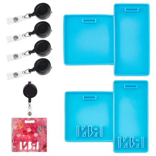 BENECREAT 2 Stück Badge Budy Form Für Epoxidharz Silikon Rechteckige Abzeichen Silikonformen Mit 4 Kunststoff Rollenclip Für ID Visitenkarten Zum Selbermachen Blau BENECREAT 2 Stück Badge Budy Form Für Epoxidharz Silikon Rechteckige Abzeichen Silikonformen Mit 4 Kunststoff Rollenclip Für ID Visitenkarten Zum Selbermachen Blau von BENECREAT